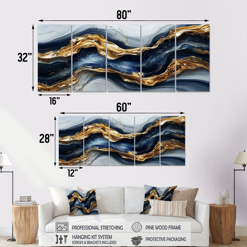 Dover - décoration murale en marbre - art mural moderne, H 32 po x l 80 po, 5