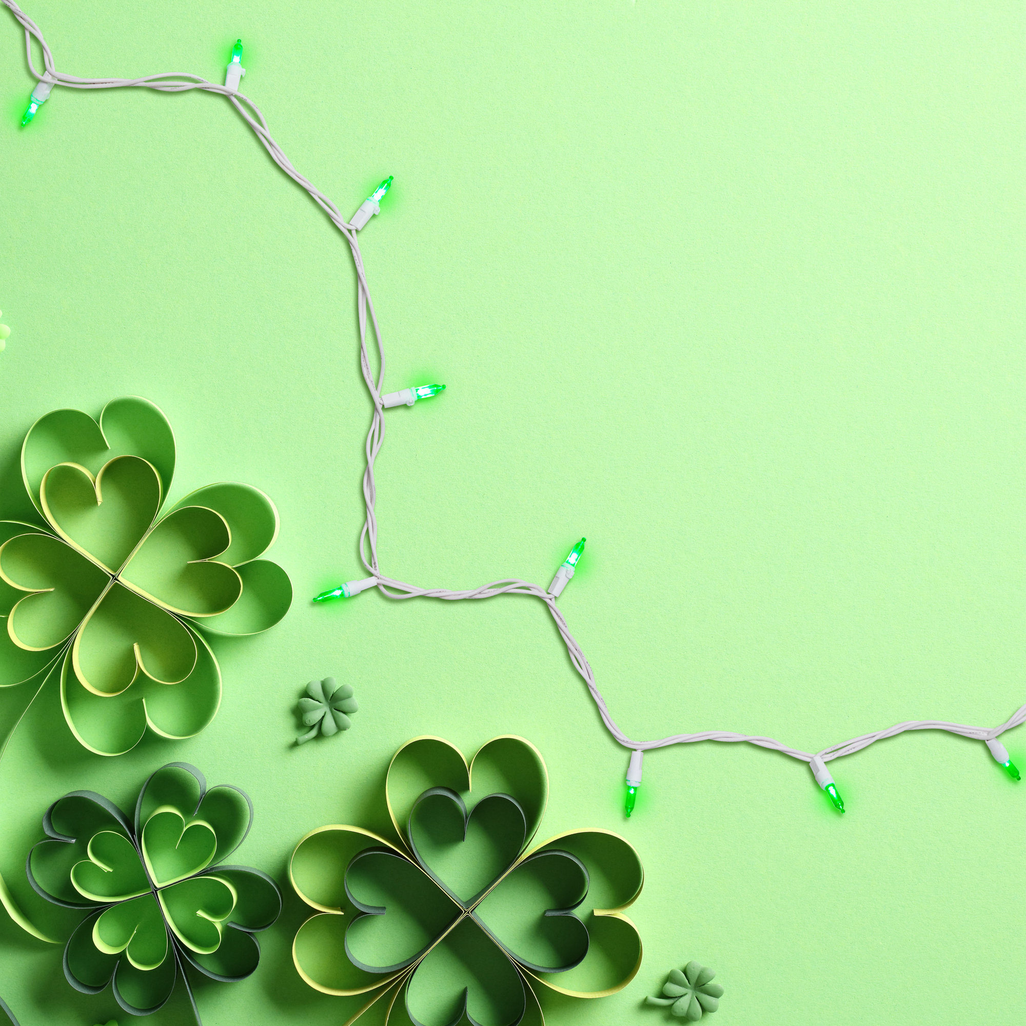 0.3'' String Lights, Green/White, 50