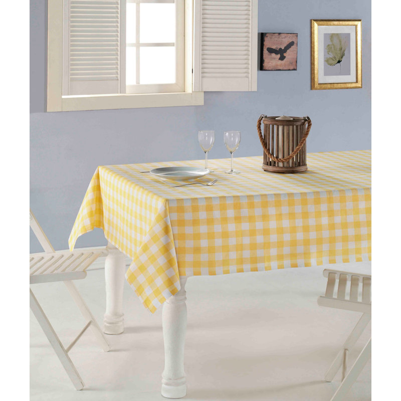 Chon Premium Checkered Tablecloth, Yellow, 62.9 x 62.9 inches | 85% Cotton / 15% Polyester | Easy Clean, Machine Washable (30-40°C) | Perfect for Dining, Picnics, and Outdoor Gatherings | Durable & Stylish Design