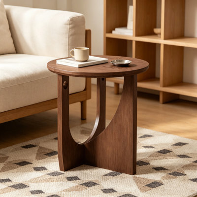 Brown Solid Wood Country-Style Corner Table, Crafted From Natural Wood, A Simple Living Room Coffee Table And Decorative Side Table.