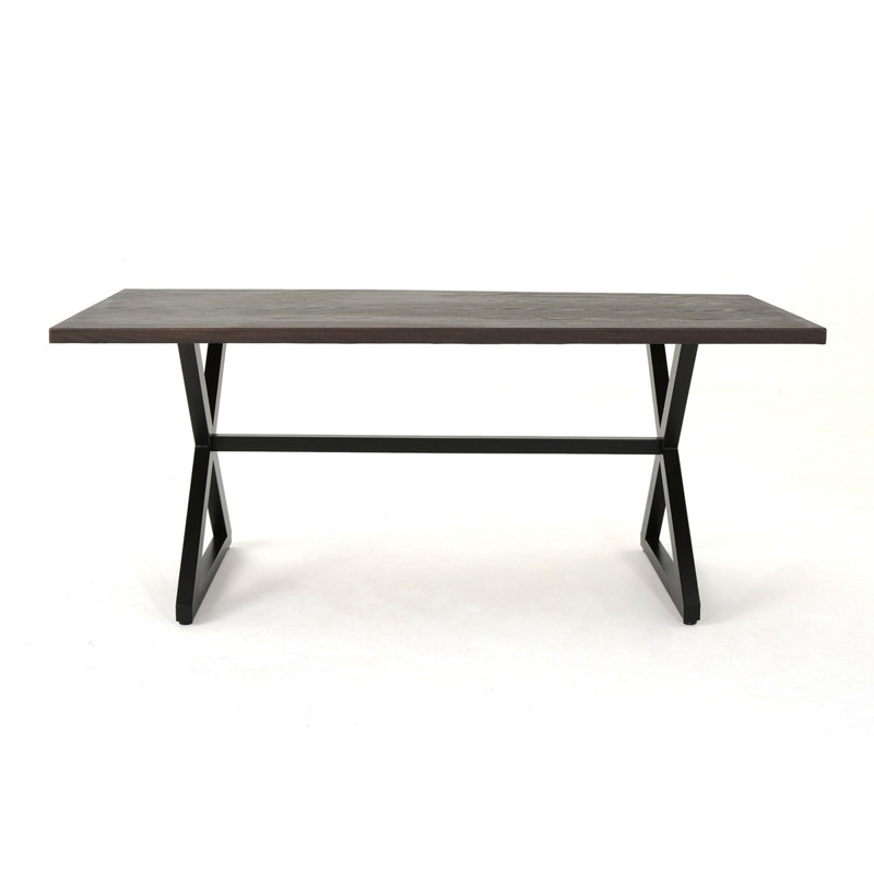 Table de salle à manger en aluminium avec cadre en acier Rolando, brun / noir