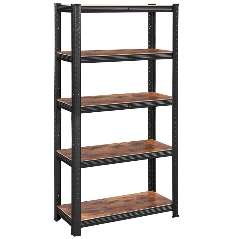Metal Height -Adjustable Storage Rack, 150cm H x 75cm W x 30cm D, Black