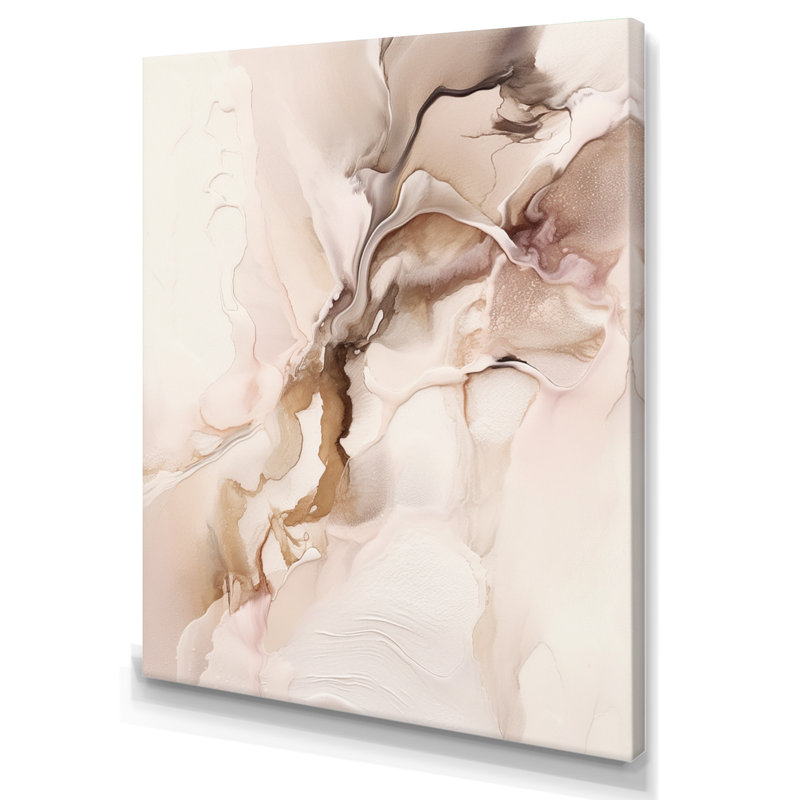 Brun délicat, marbre délicat I - reproductions d'art mural abstraites, H 40 po x l 30 po x P 1,5 po, Toile tendue