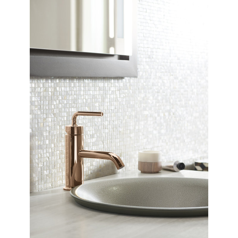 Purist Single Hole Bathroom Faucet with Drain Assembly, Vibrant Rose Gold