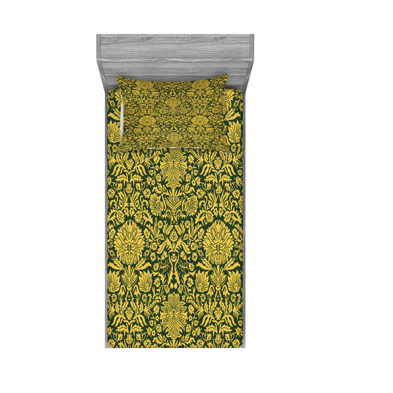 Microfiber Paisley Sheet Set, Twin XL Sheet Set with Fitted Sheet, Floral