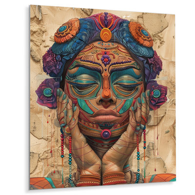 Reflecting Colorful Boho Retro Illustration - Meditation Wall Art