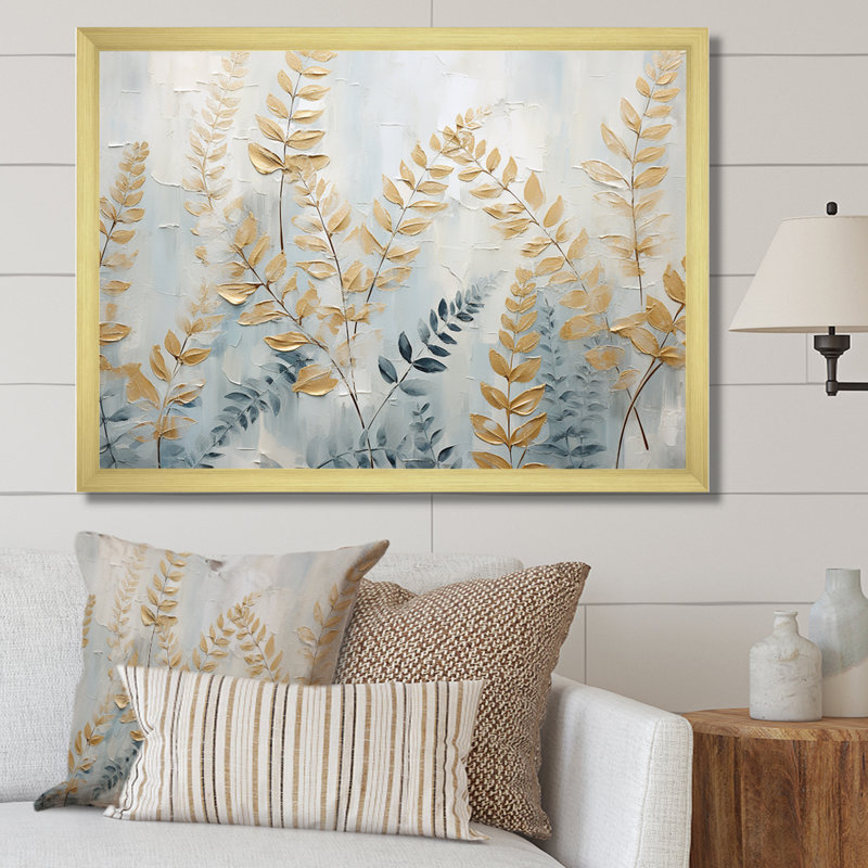 Golden Ferns Silent Gracefulness VII sur impression sur toile, Cadre doré simple, H 12 po x l 20 po x P 1,5 po