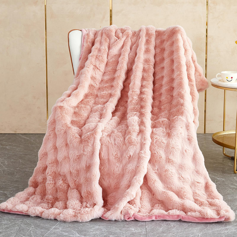Ashritha Throw Blanket, Pink, 200cm x 130cm
