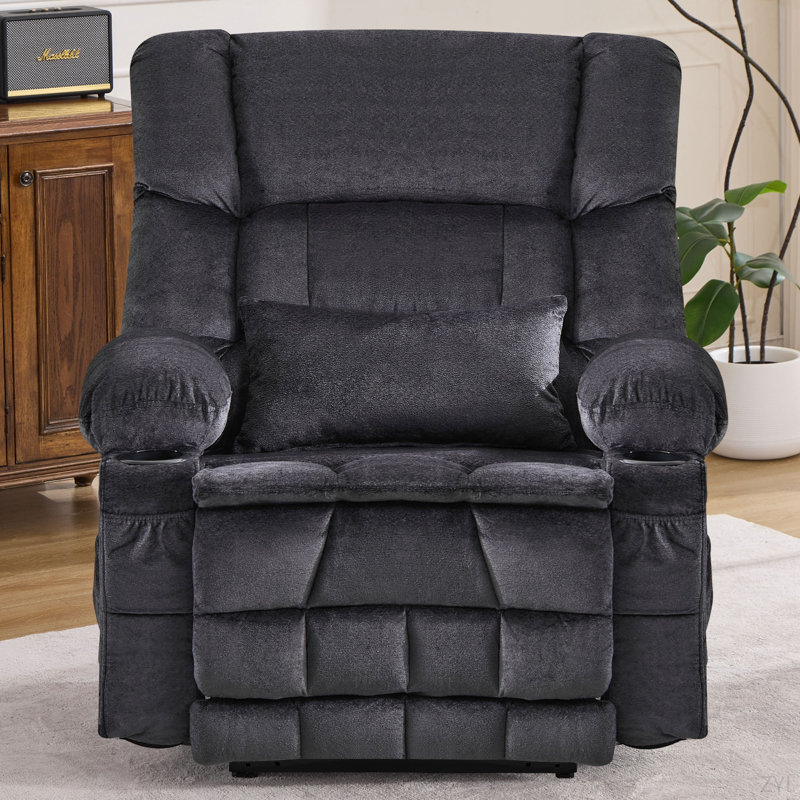 Dual Motor Large Power Lift Recliner Chair For Elderly, Lay Flat Lift Chair With Knead The Waist And Heat, Big Lift Recliner For Tall People, Cup Holders