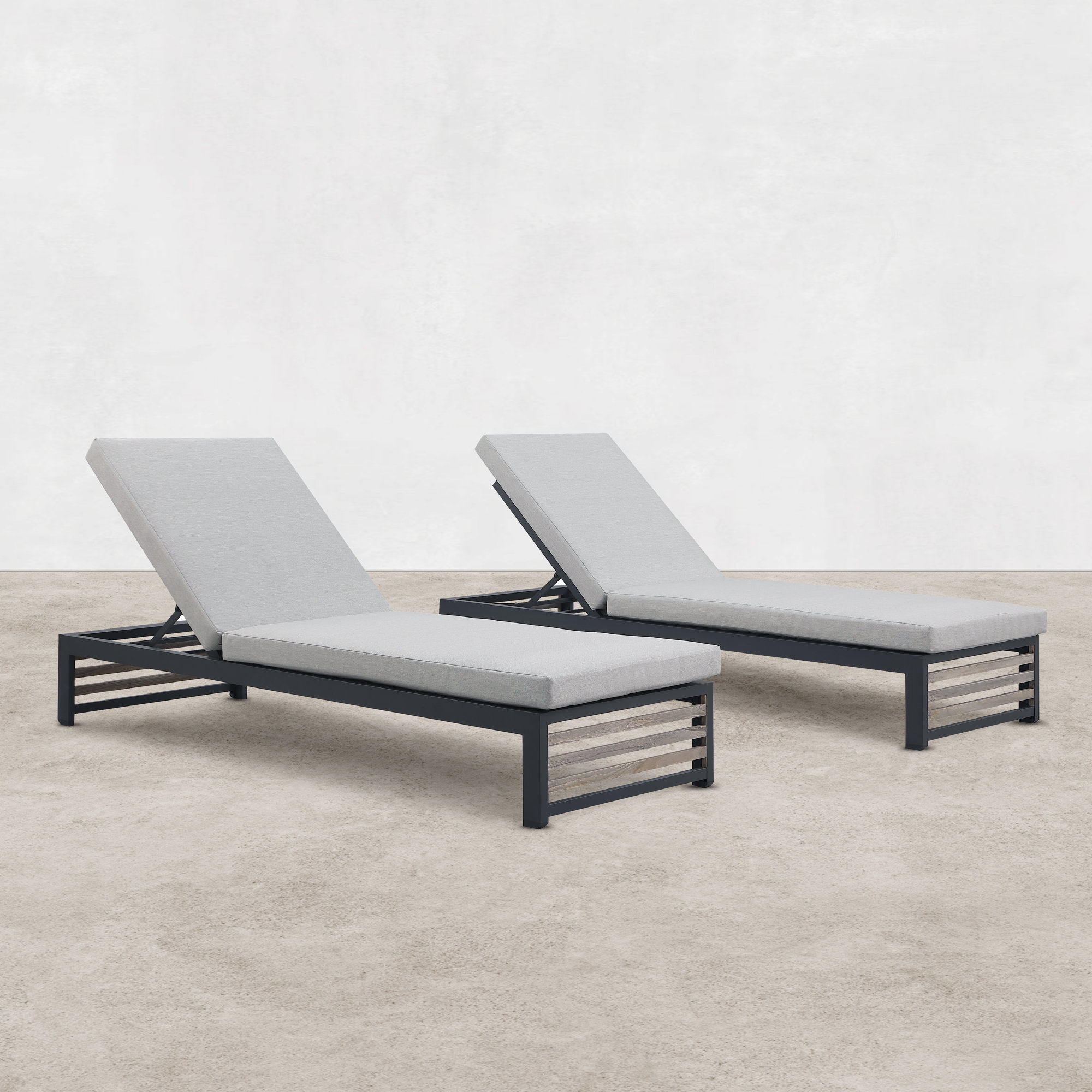 Pawni Teak Outdoor Chaise Lounge, Grayish