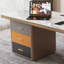 Bureau rectangulaire blanc / gris + bois manufacturé + acier inoxydable avec 3 tiroirs-1542296986