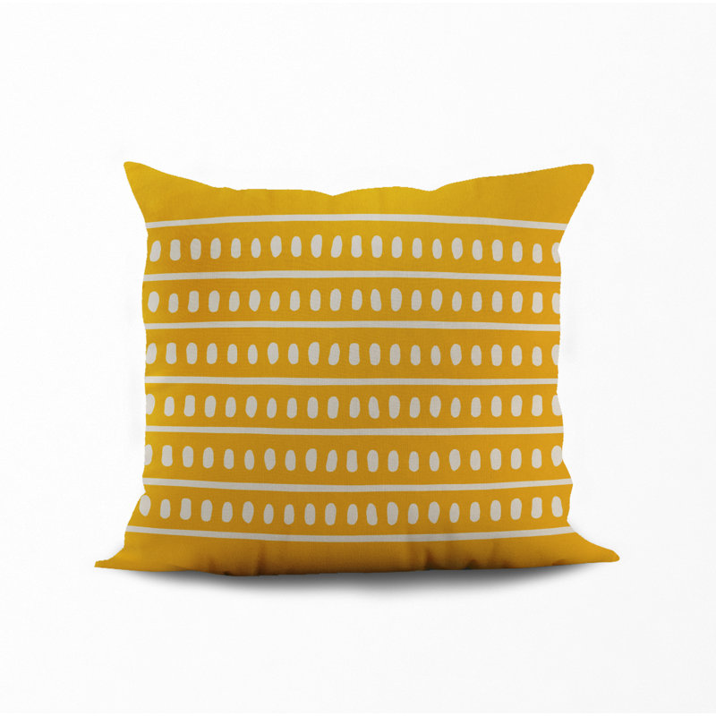 Jeté carré en polyester intérieur / extérieur, L 19 po x H 19 po, Jaune