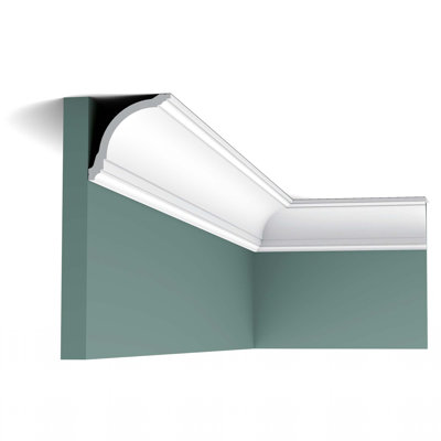 Moulure couronnée en polystyrène blanc uni apprêté 3 1/8 po x 3 1/8 po x 78-3 / 4 po