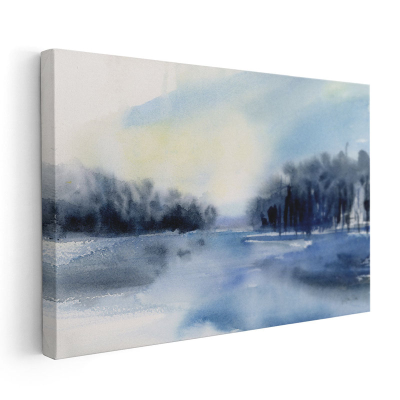 Winter River - reproduction d'art sur toile, H 40 po x l 60 po