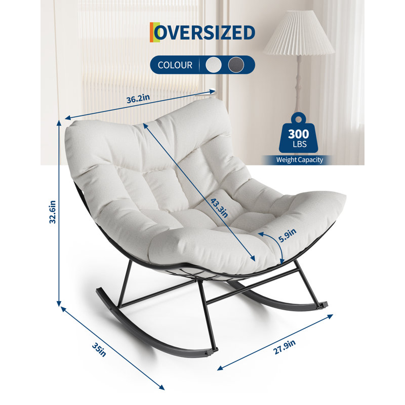 Chaise berçante d'extérieur surdimensionnée 40 * 38 * 34po Papasan