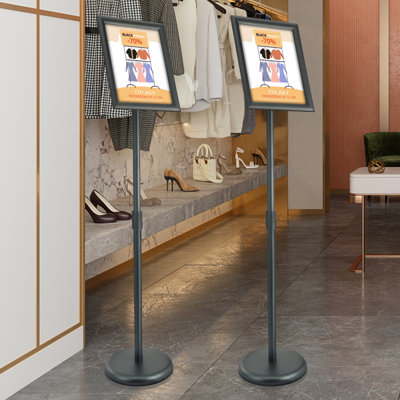 Porte-affiche piédestal avec base ronde remplissable