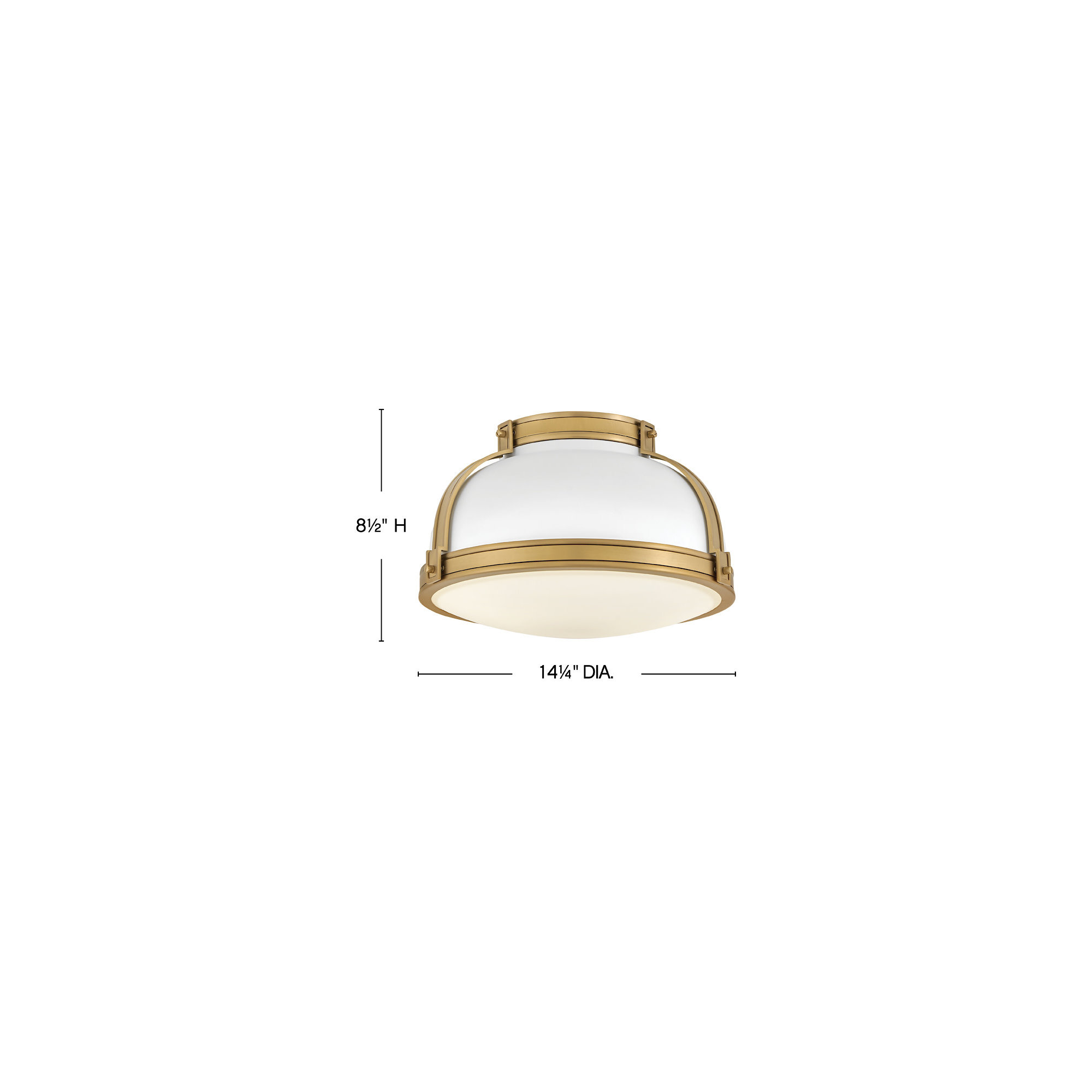Calathea 2 Light Flush Mount, White/Gold