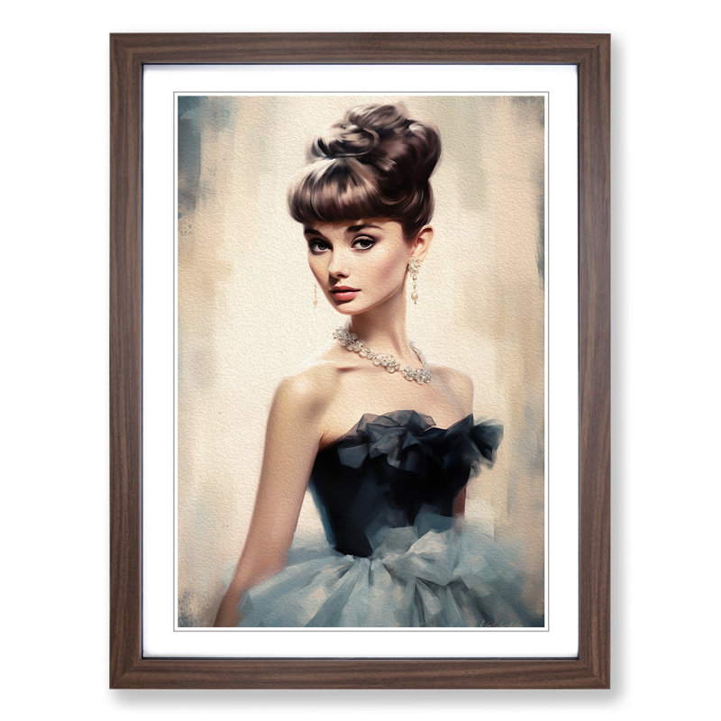 Single Picture Frame Print on Wood, 34cm H x 25cm W, Walnut Framed