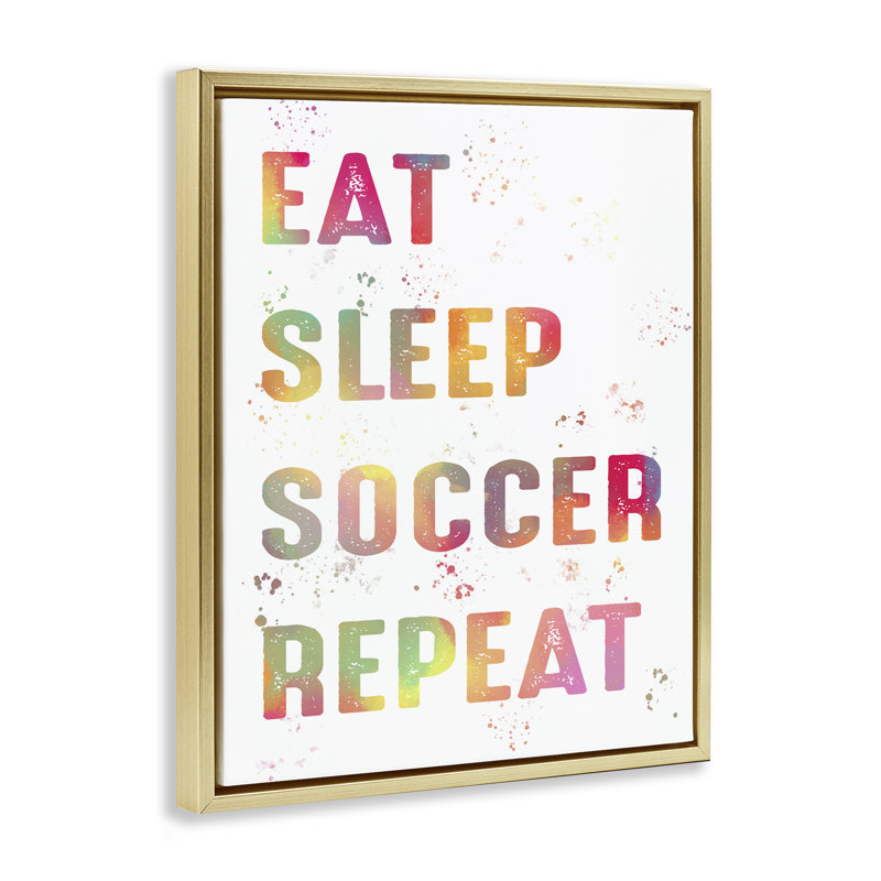 Cadre flottant Pastel Soccer Motivation, design par Marcus Prime, H 21 po x l 17 po, Cadre flottant métallique doré