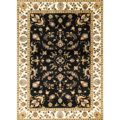 Tapis noir classique, 5 pi 3 po X 7 po, polypropylène pour une pièce intemporelle et confortable