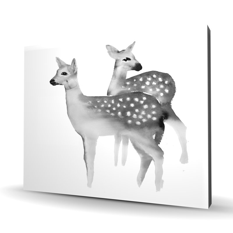 Faon, toile de cerf rustique noir et blanc Faon | Décoration intérieure