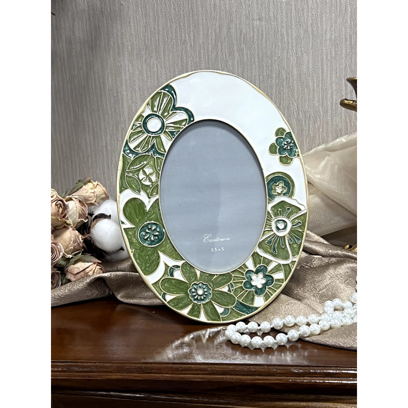 Green Enamel  Picture Frame, Oval
