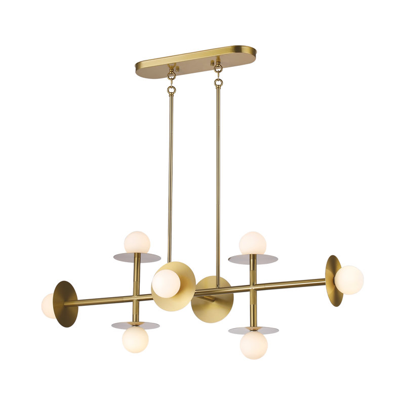 Lustre linéaire à 8 lumières en laiton poli, Laiton poli