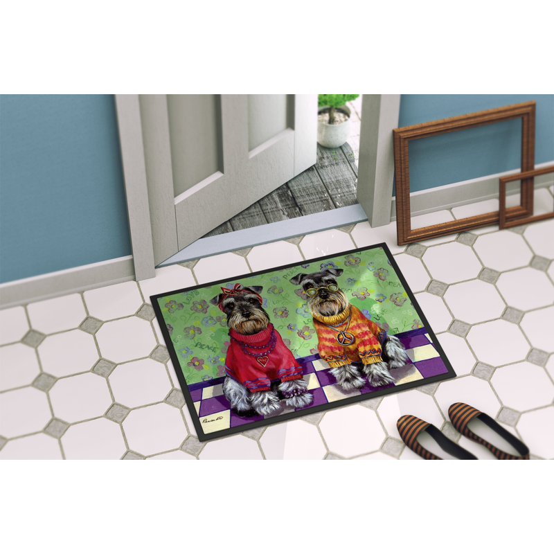 Tapis intérieur ou extérieur Westie A Winter's Night 24X36 PPP3276JMAT_Dog, Schnauzer « Love and Peace »