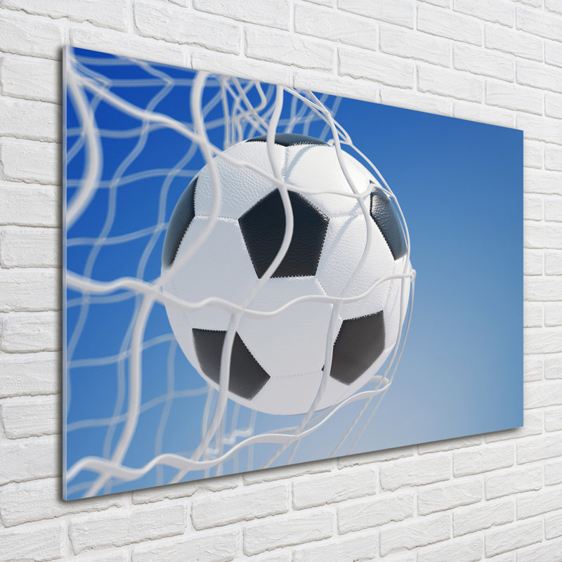Ball in the goal 1 Piece Wall Art on Glass