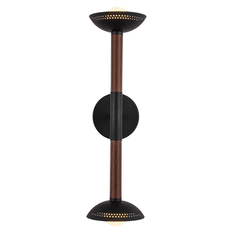 2 - Light Dimmable LED Bath Sconce, Black, White/Matte Black