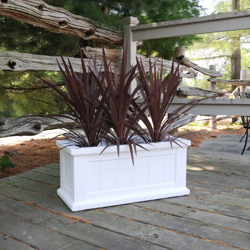 Selevae Resin Planter Box with Water Reservoir, 11" H x 24" W x 11" D, White