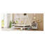 Lit plateforme simple en forme de maison avec escalier, structure de lit pour enfant à profil bas en bois massif, design amusant enfantin en blanc clair-813695085