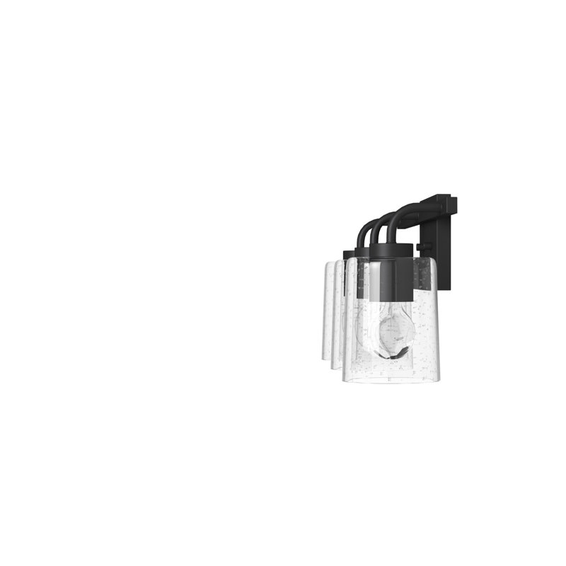 Matte Black Steel and Glass 3-Light Dimmable Vanity Fixture