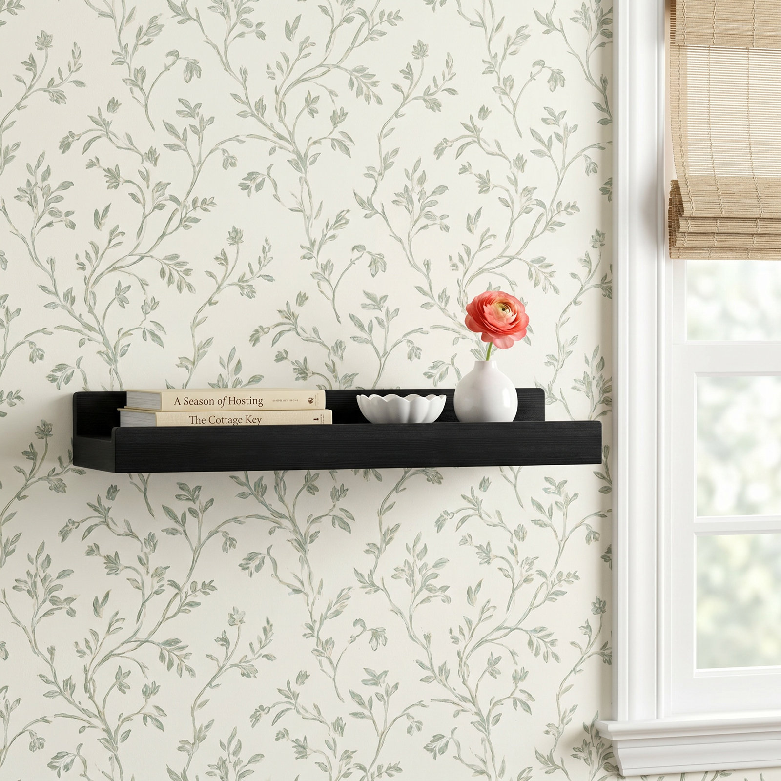 Dezerea Lipped Floating Shelf, 3.5" H x 24" W x 7.25" D, Black