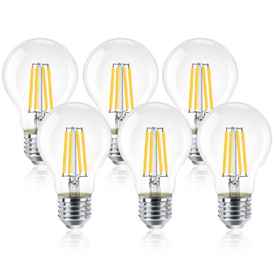 6-Pack 8W E27 LED Filament Bulbs