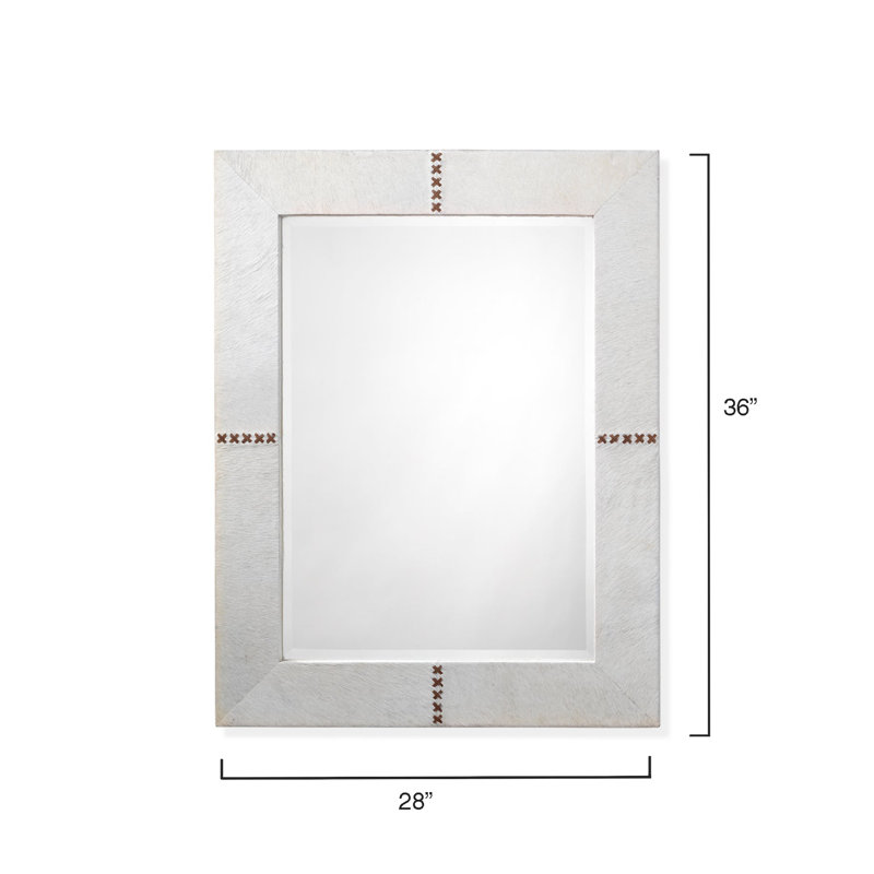 Cross Stitch Beveled Wall Mirror, Light  Gray