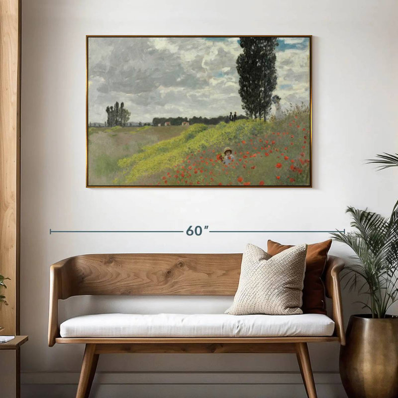Une promenade dans les prés à Argenteuil, 46 po x 31 po, Cadre flottant doré