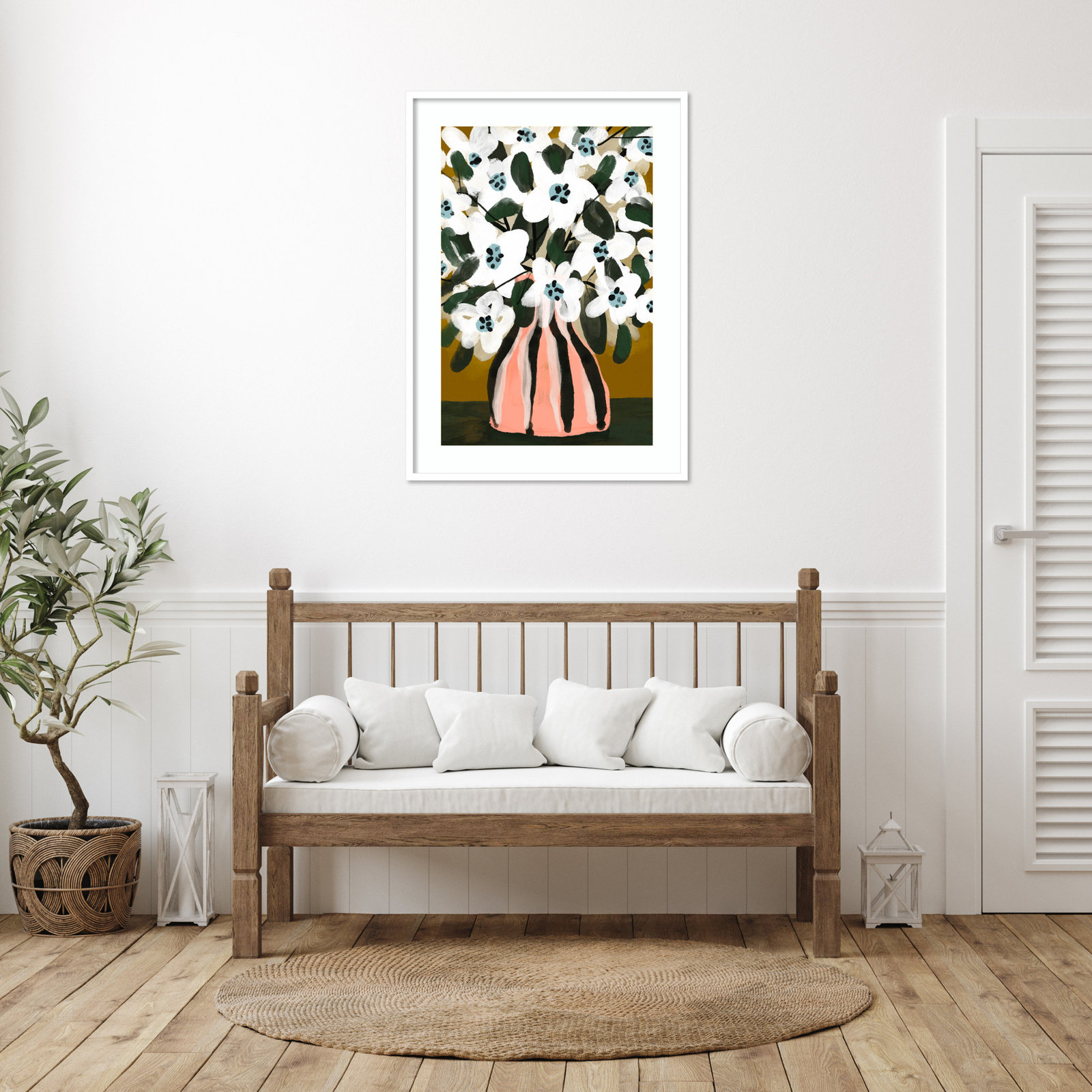 Galya "Pastel Flower Impression No. 9" Print, White, 41" H x 30" W