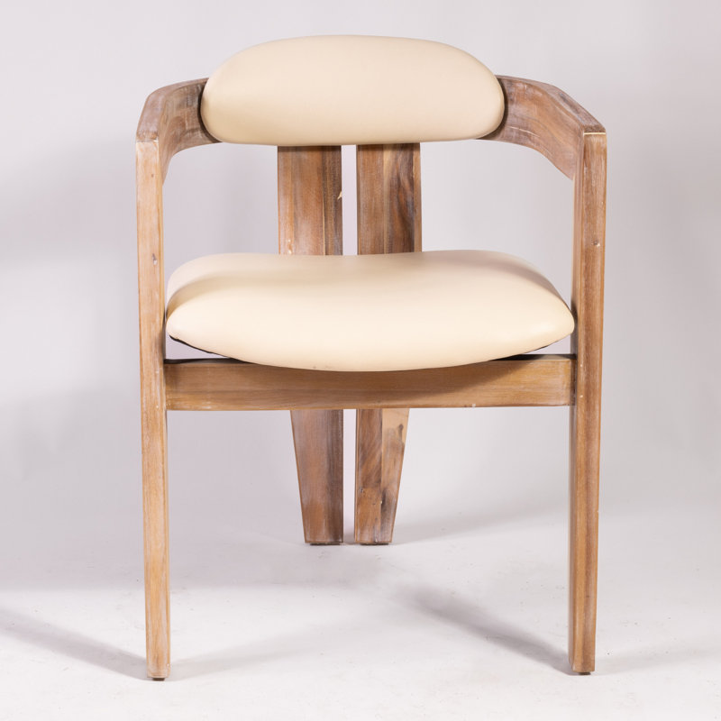 Chaise avec accoudoirs Jaimari, Blanc, Naturel