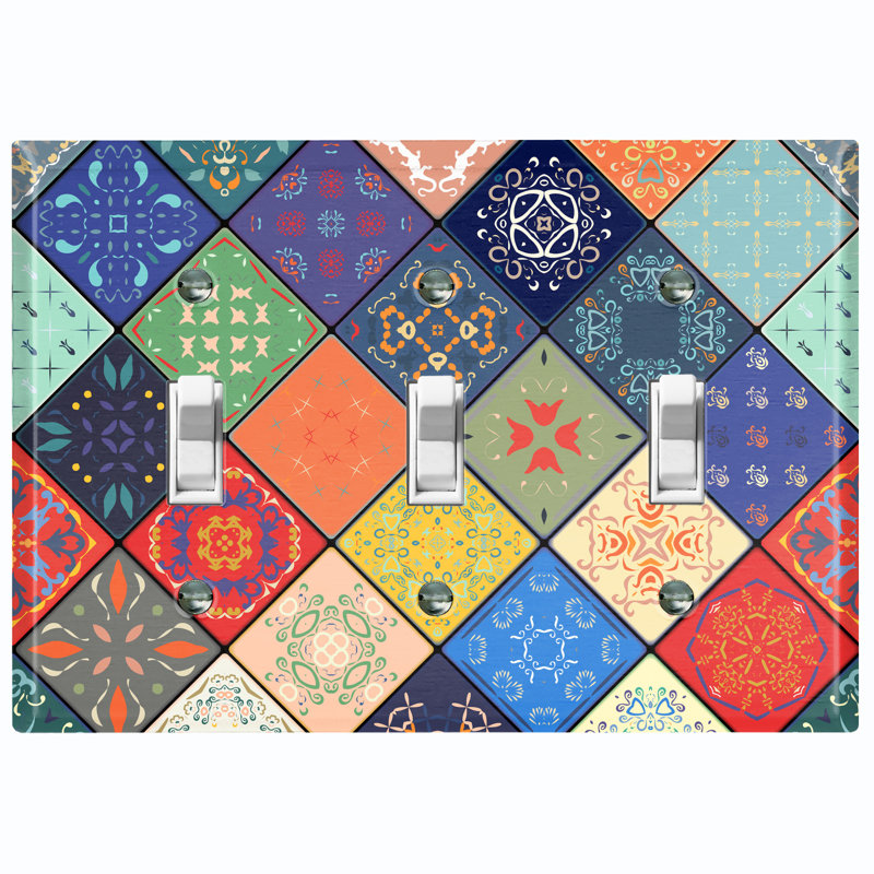 Patterned 3 - Gang Toggle Light Switch Standard Wall Plate
