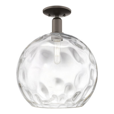 Arcadia - Champlon - 1 Light 13" Semi-Flush Mount - Oil Rubbed Bronze Finish - Clear Water Glass Shade