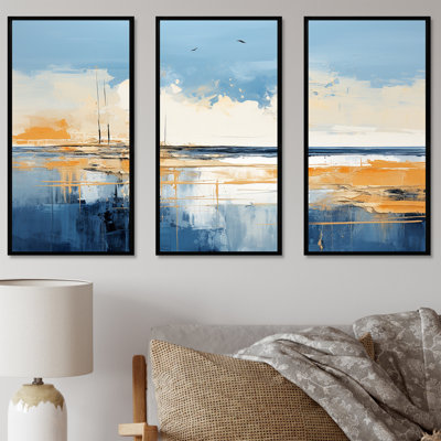 «Blue and Yellow Seaside Simplicity II», art mural minimaliste côtier