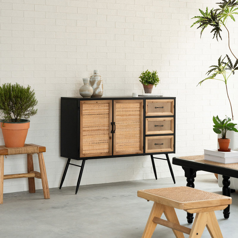Buffet console 43 * 33 pouces avec rotin