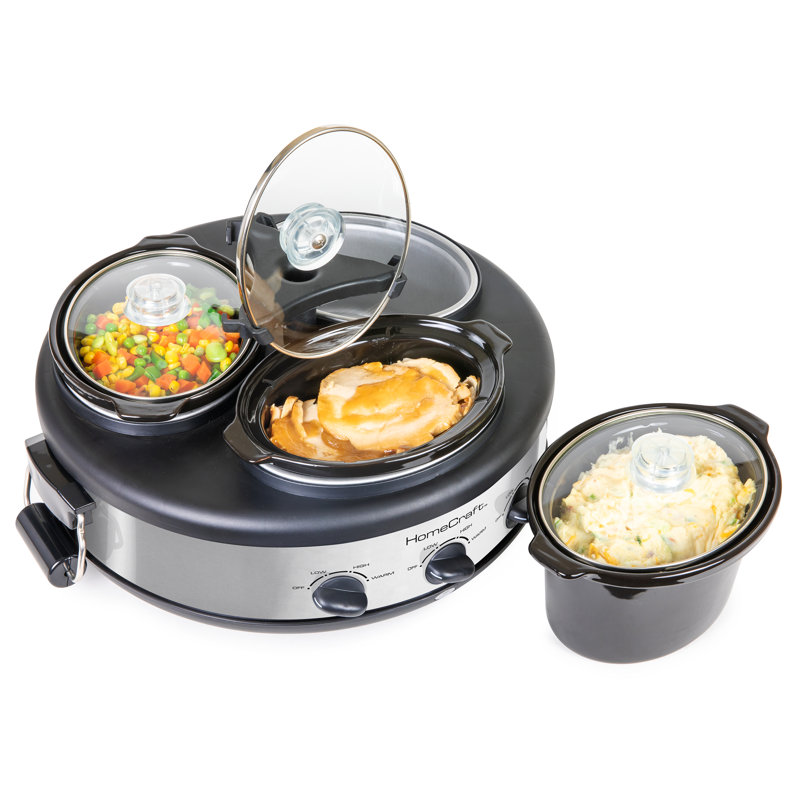 Triple Round Oval 1.5 Quart Stainless Steel Cooker Buffet