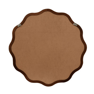 30 Inch Wavy Round Solid Wood Frame Decorative Mirror for Home