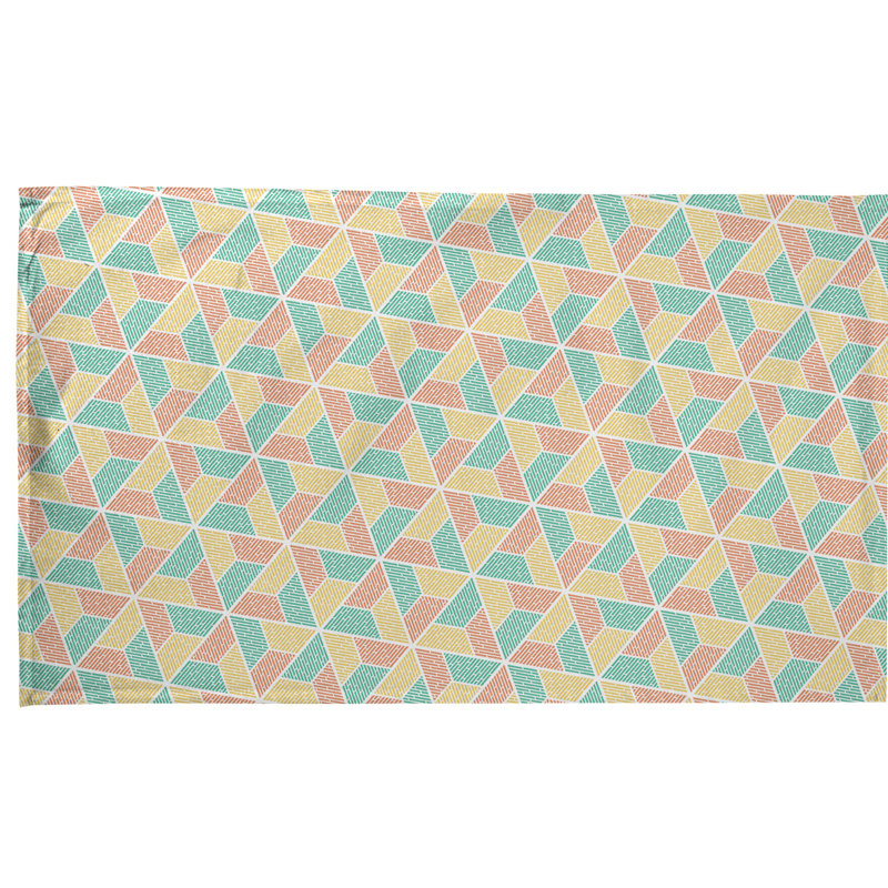 Serviette à thé trapézoïdals Mcguigan, Polyester sergé, Jaune / turquoise