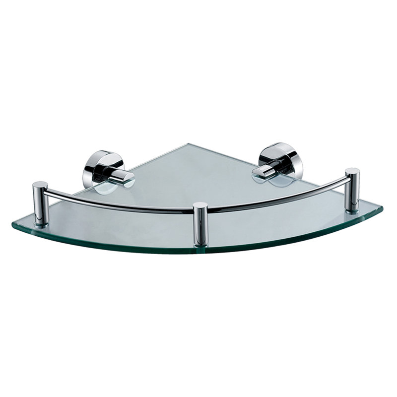 Polished Chrome Glass Corner Shower Shelf