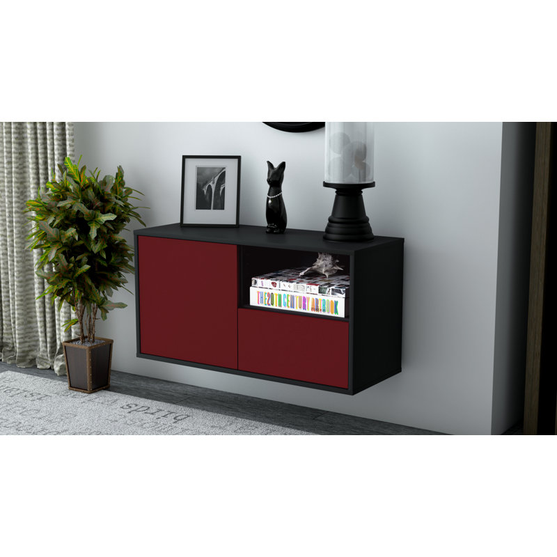 Pomroy Unfinished Floating TV Stand, Red