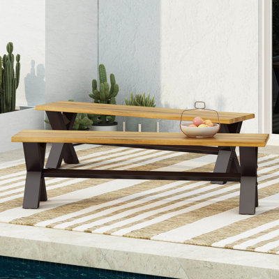 Banc de salle à manger en bois et fer, structure en métal rustique avec pieds, l 61,3 po x P 14,5 po, H 17,56 po, capacité de charge de 300 lb, banc de pique-nique extérieur et fer, 63 po, 14,5 po, 18 po, couleur, pieds, siège envoûtant