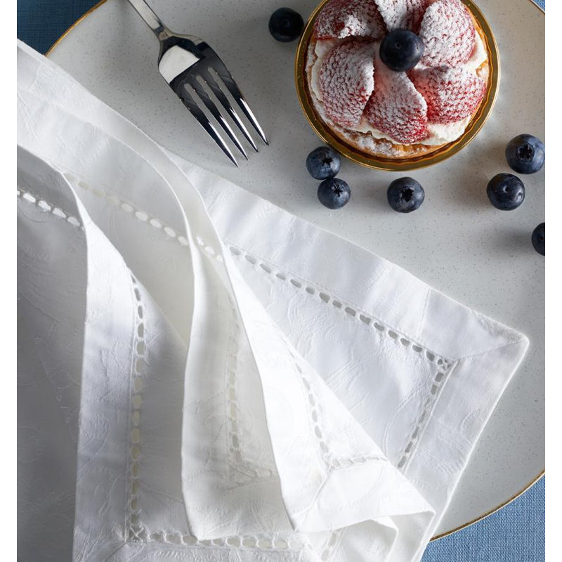 Acanthus Cotton Square Napkins, White